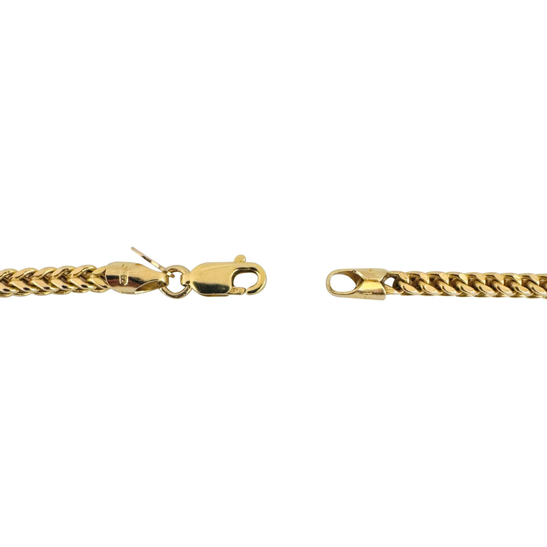 14k Yellow Gold 12.5g Squared 3mm Franco Link Chain Necklace 22"