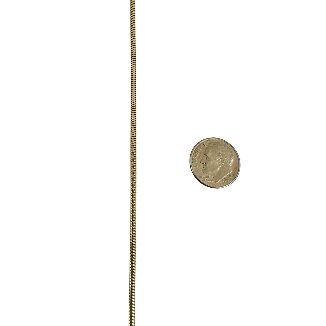 14k Yellow Gold 4.6g Solid Thin 1.5mm Round Snake Link Necklace Italy 18"