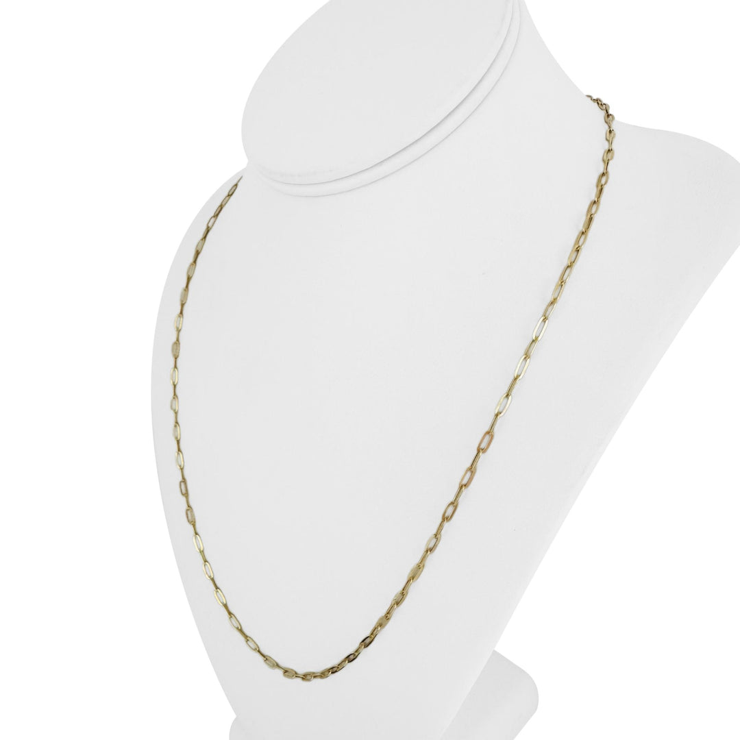 14k Yellow Gold 2.5g Hollow Very Light 2.8mm Paperclip Link Necklace Italy 22"