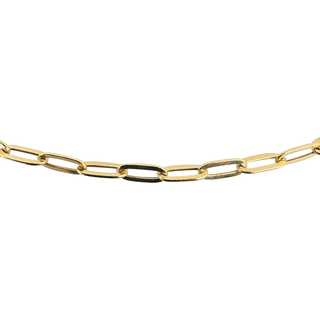 14k Yellow Gold 2.5g Hollow Very Light 2.8mm Paperclip Link Necklace Italy 22"