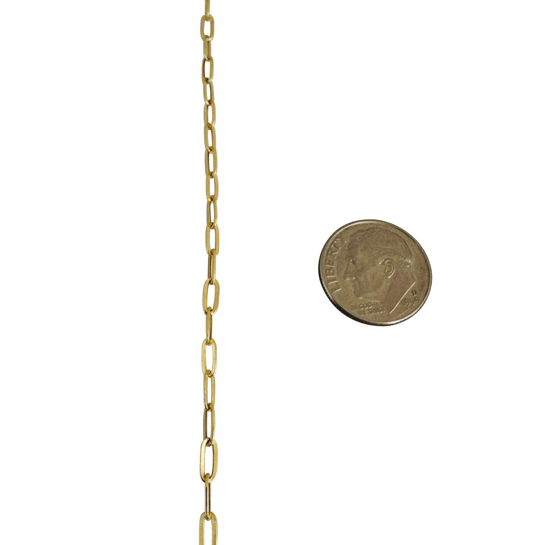 14k Yellow Gold 2.5g Hollow Very Light 2.8mm Paperclip Link Necklace Italy 22"