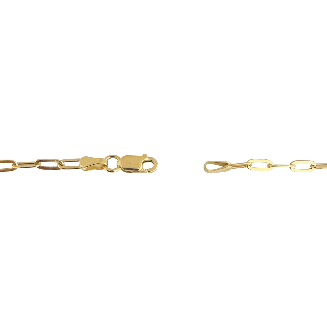 14k Yellow Gold 2.5g Hollow Very Light 2.8mm Paperclip Link Necklace Italy 22"