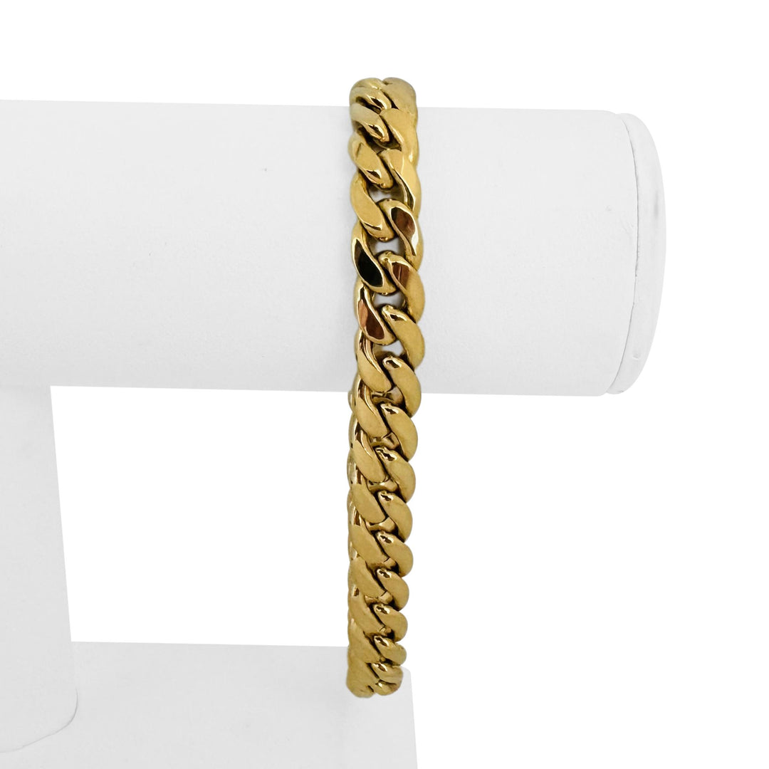 10k Yellow Gold 21g Semi Solid Men's 9mm Curb Cuban Link Bracelet 9"