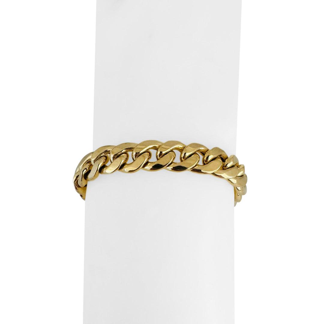 10k Yellow Gold 21g Semi Solid Men's 9mm Curb Cuban Link Bracelet 9"