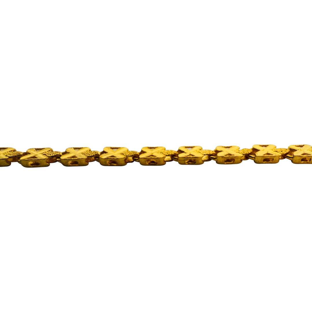 24k Pure Yellow Gold 18.9g Solid Diamond Cut Fancy X Link Necklace 18"