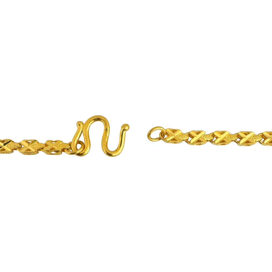 24k Pure Yellow Gold 18.9g Solid Diamond Cut Fancy X Link Necklace 18"