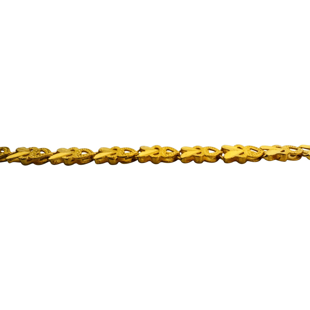 24k Pure Yellow Gold 23.6g Solid Diamond Cut Fancy Heart Link Necklace 18"