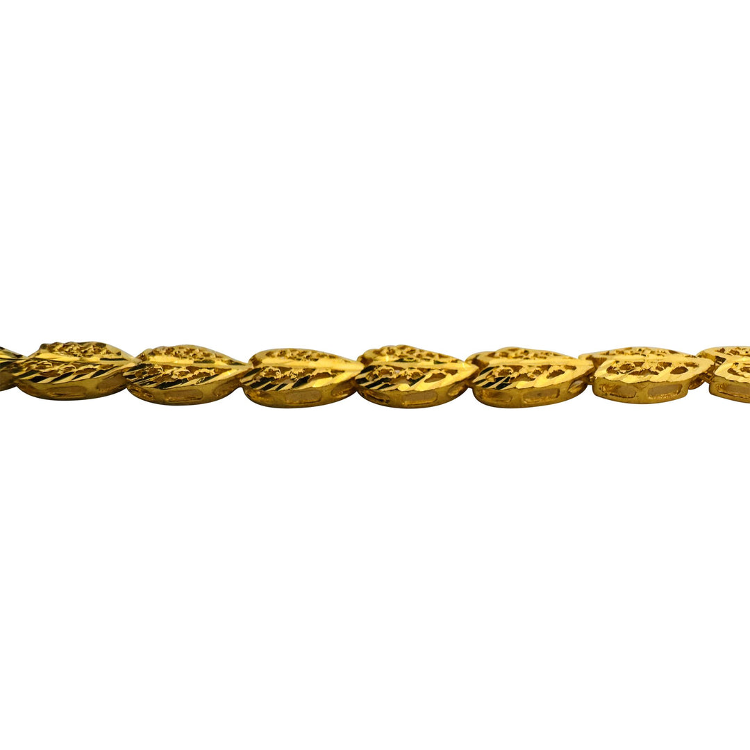 24k Pure Yellow Gold 8.9g Solid Diamond Cut Fancy Heart Link Bracelet 6.5"