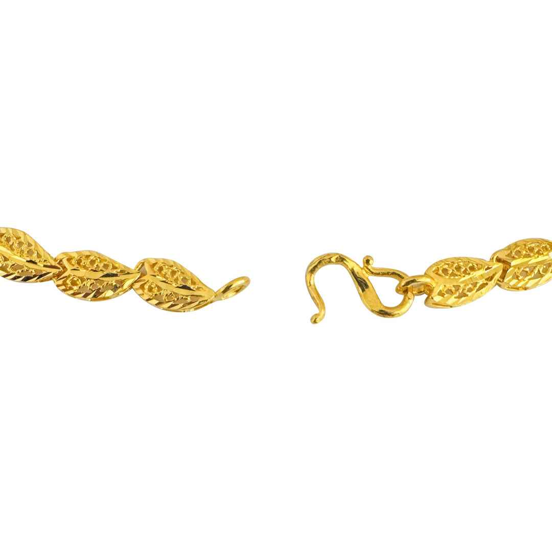 24k Pure Yellow Gold 8.9g Solid Diamond Cut Fancy Heart Link Bracelet 6.5"