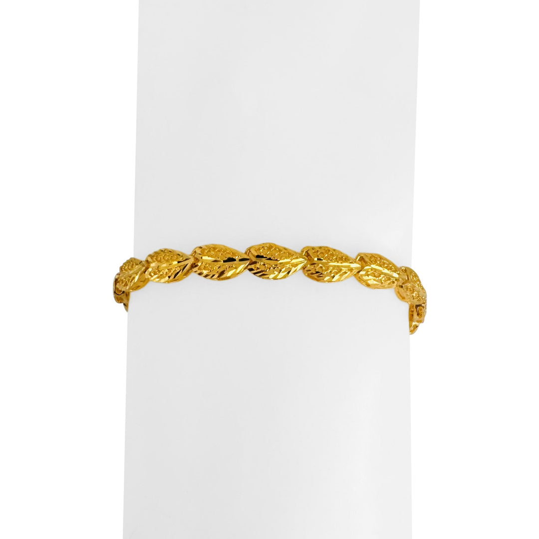 24k Pure Yellow Gold 8.9g Solid Diamond Cut Fancy Heart Link Bracelet 6.5"