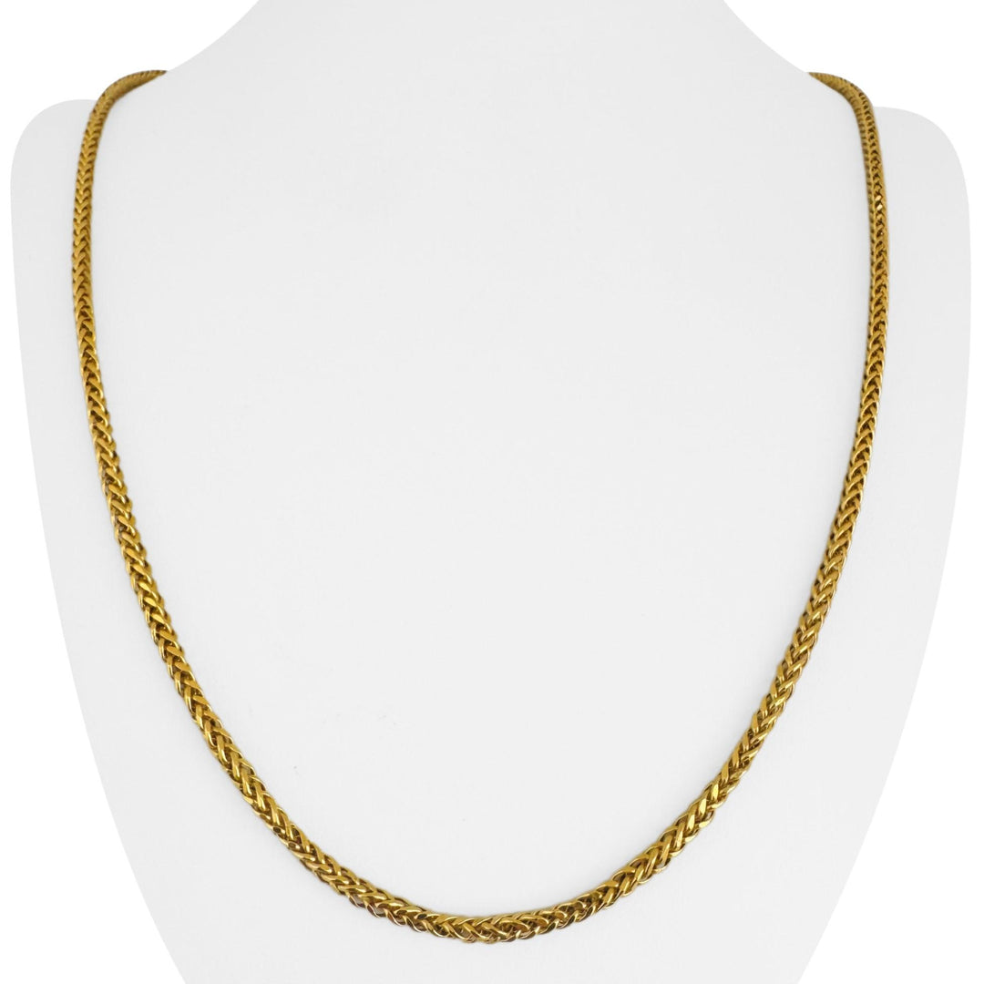 22k Yellow Gold 11.3g Squared 3mm Wheat Link Chain Necklace 24.5"