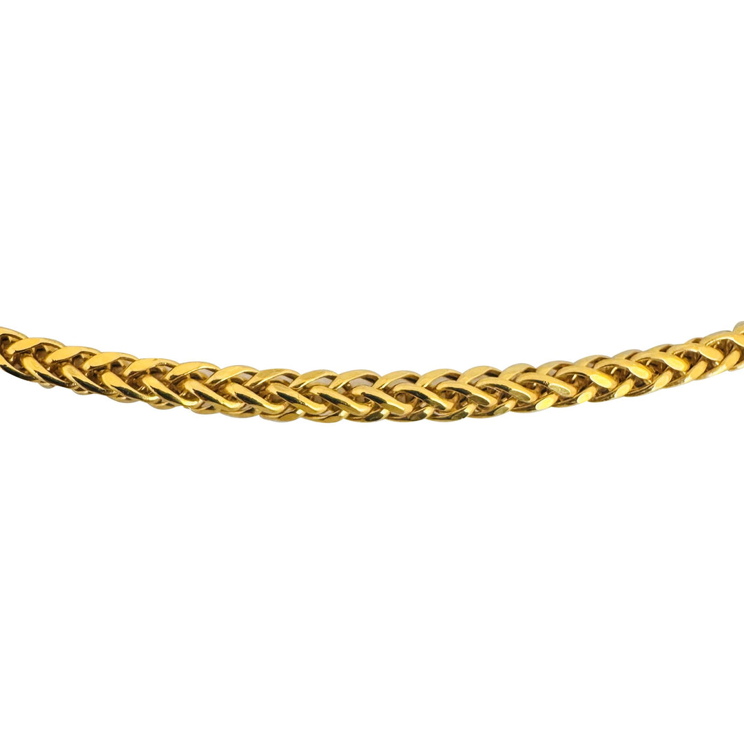 22k Yellow Gold 11.3g Squared 3mm Wheat Link Chain Necklace 24.5"