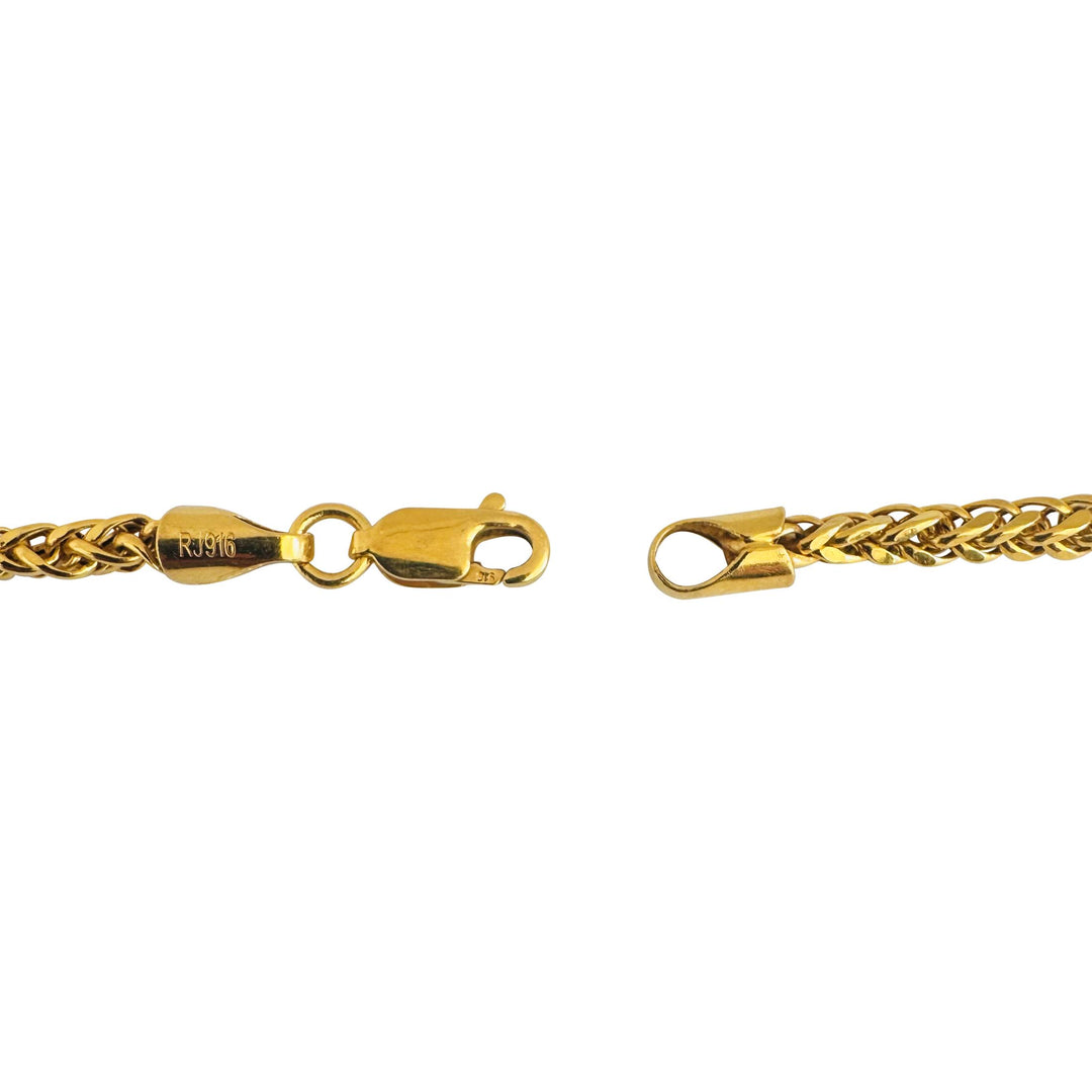 22k Yellow Gold 11.3g Squared 3mm Wheat Link Chain Necklace 24.5"