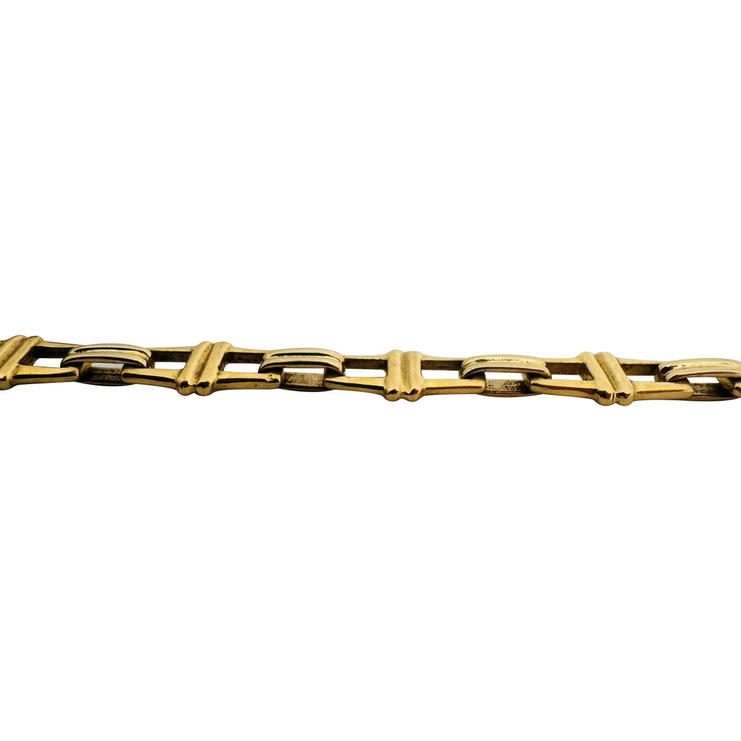 18k Yellow and White Gold 39.4g Solid Heavy Fancy Square Link Necklace Italy 20"
