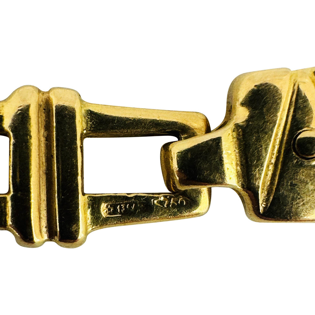 18k Yellow and White Gold 39.4g Solid Heavy Fancy Square Link Necklace Italy 20"