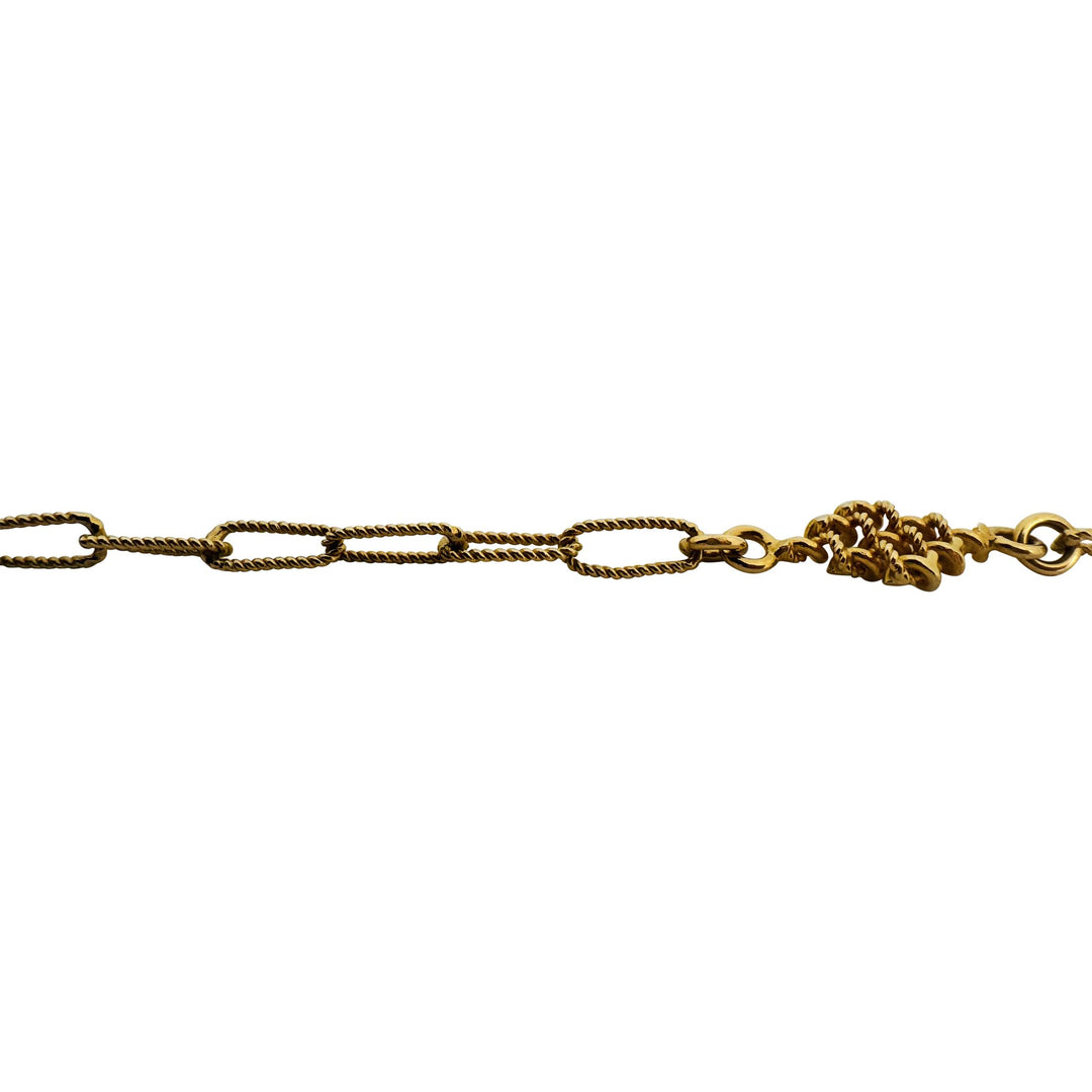 18k Yellow Gold 21.4g Solid Vintage Ribbed Station Cable Link Necklace 28"