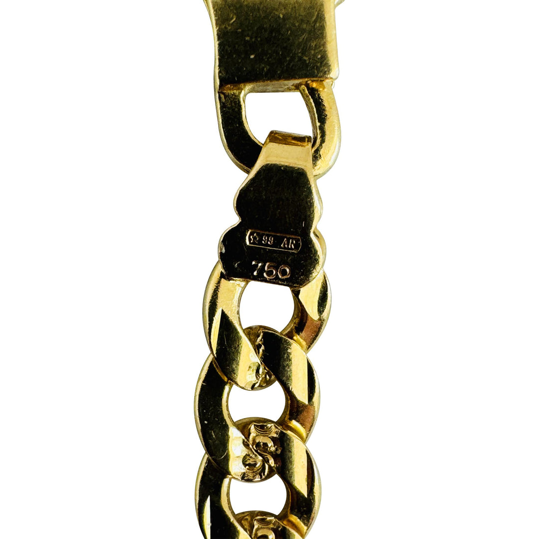 18k Yellow Gold 27.8g Solid Diamond Cut 4.5mm Curb Link Chain Necklace 23.5"
