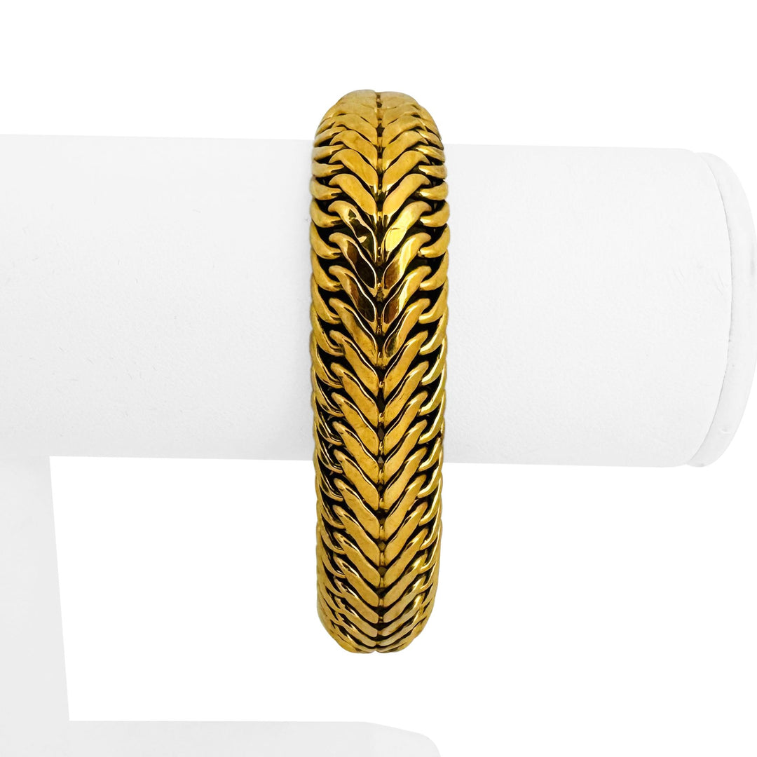 18k Yellow Gold 37.7g Heavy Thick 15mm Vintage Fancy Link Bracelet Italy 7.5"