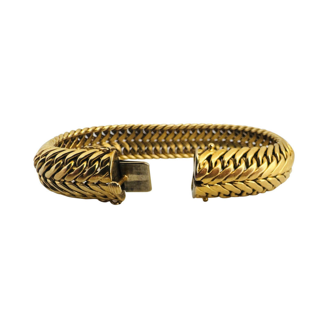 18k Yellow Gold 37.7g Heavy Thick 15mm Vintage Fancy Link Bracelet Italy 7.5"