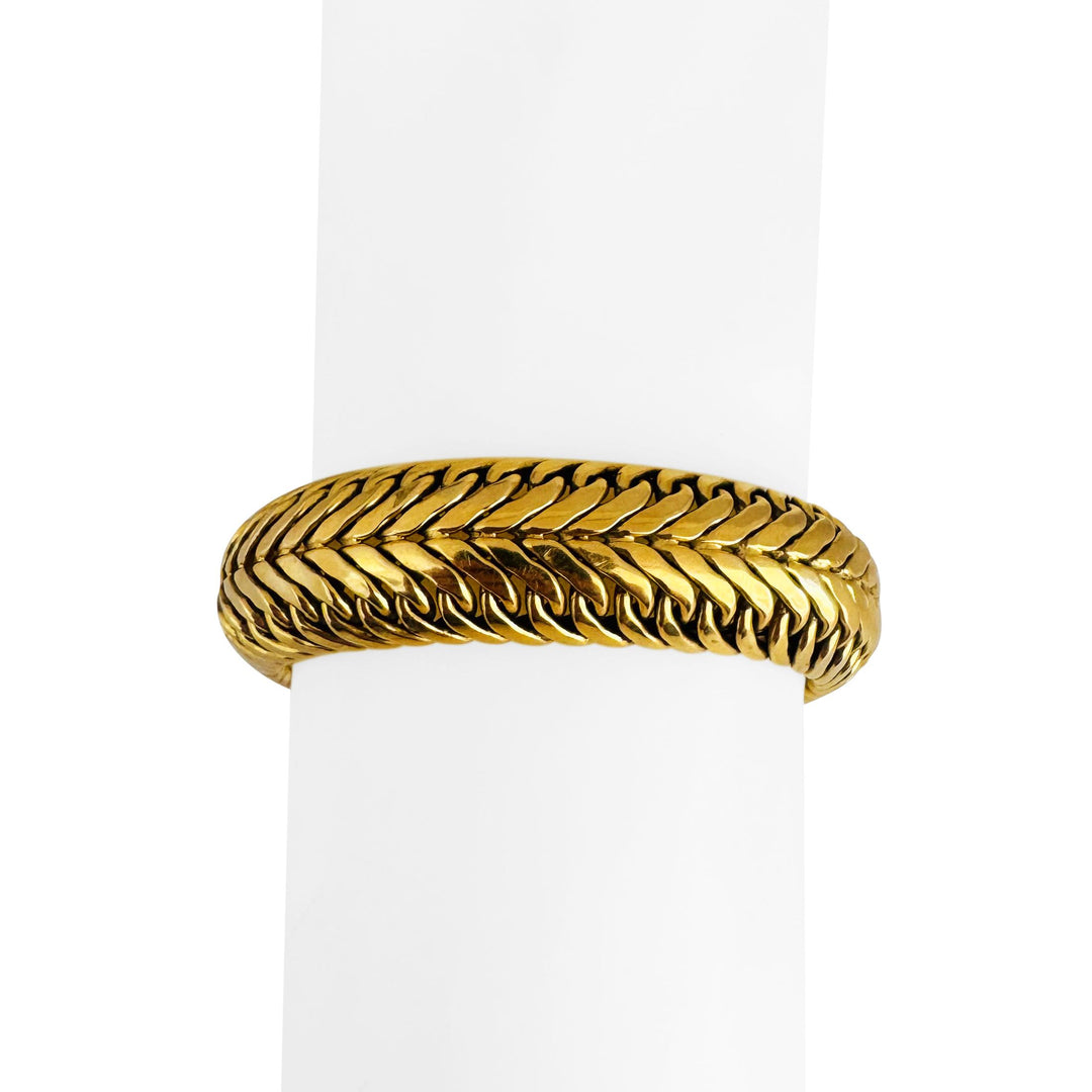 18k Yellow Gold 37.7g Heavy Thick 15mm Vintage Fancy Link Bracelet Italy 7.5"