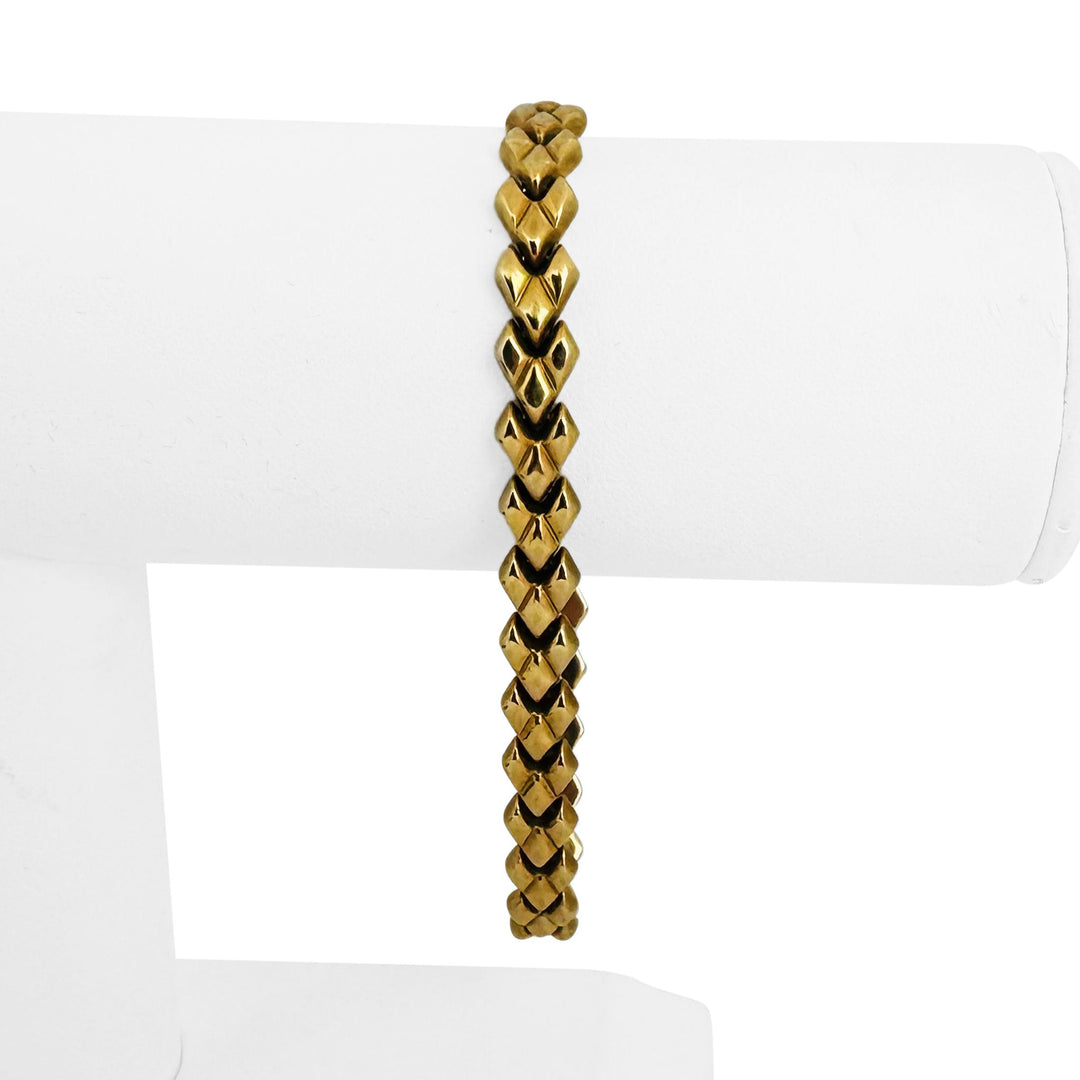18k Yellow Gold 15.4g Ladies Vintage 7mm Fancy Link Bracelet Italy 7.5"