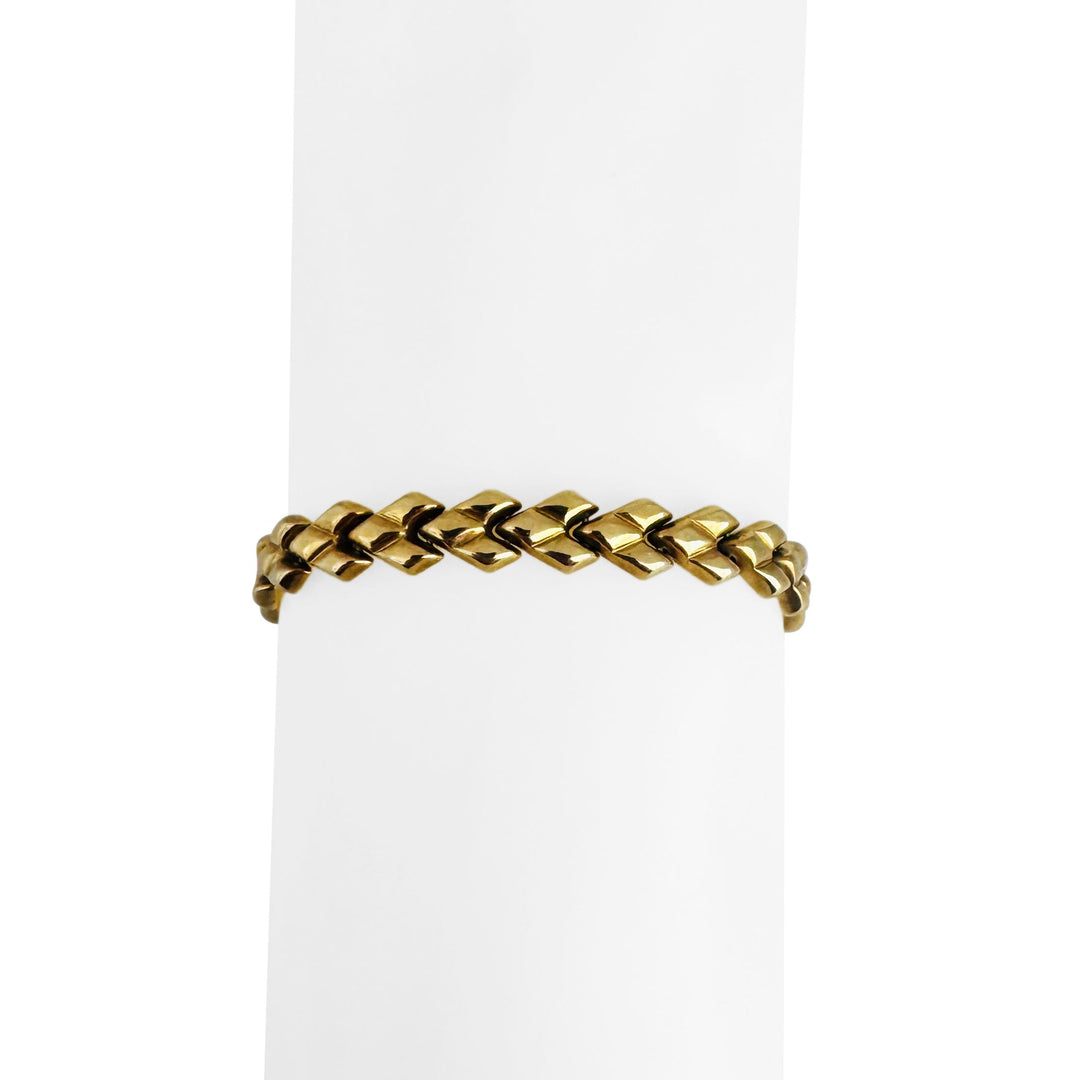 18k Yellow Gold 15.4g Ladies Vintage 7mm Fancy Link Bracelet Italy 7.5"