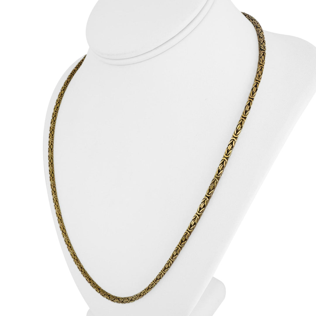 18k Yellow Gold 35.7g Solid Heavy Squared Byzantine Link Chain Necklace 23"