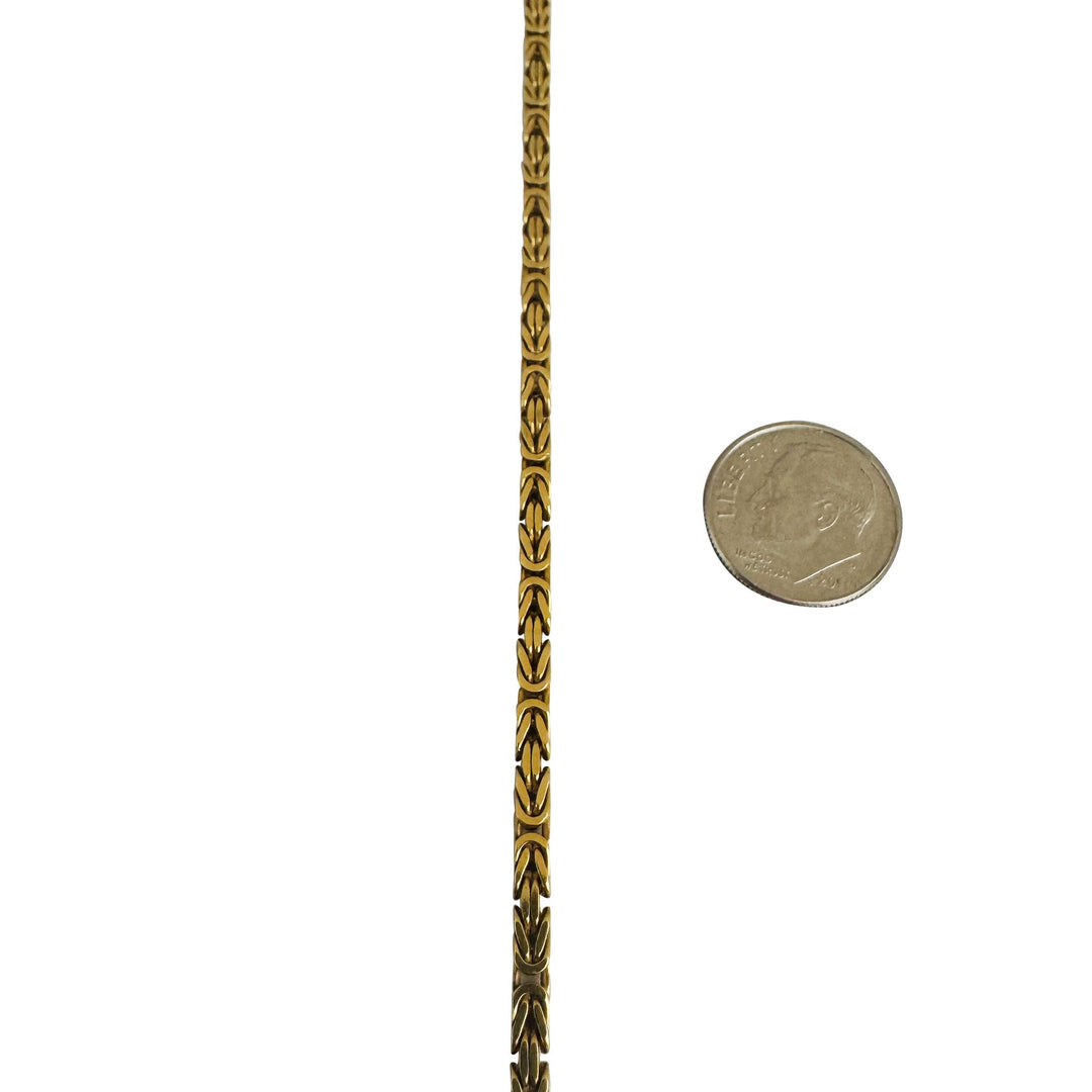 18k Yellow Gold 35.7g Solid Heavy Squared Byzantine Link Chain Necklace 23"