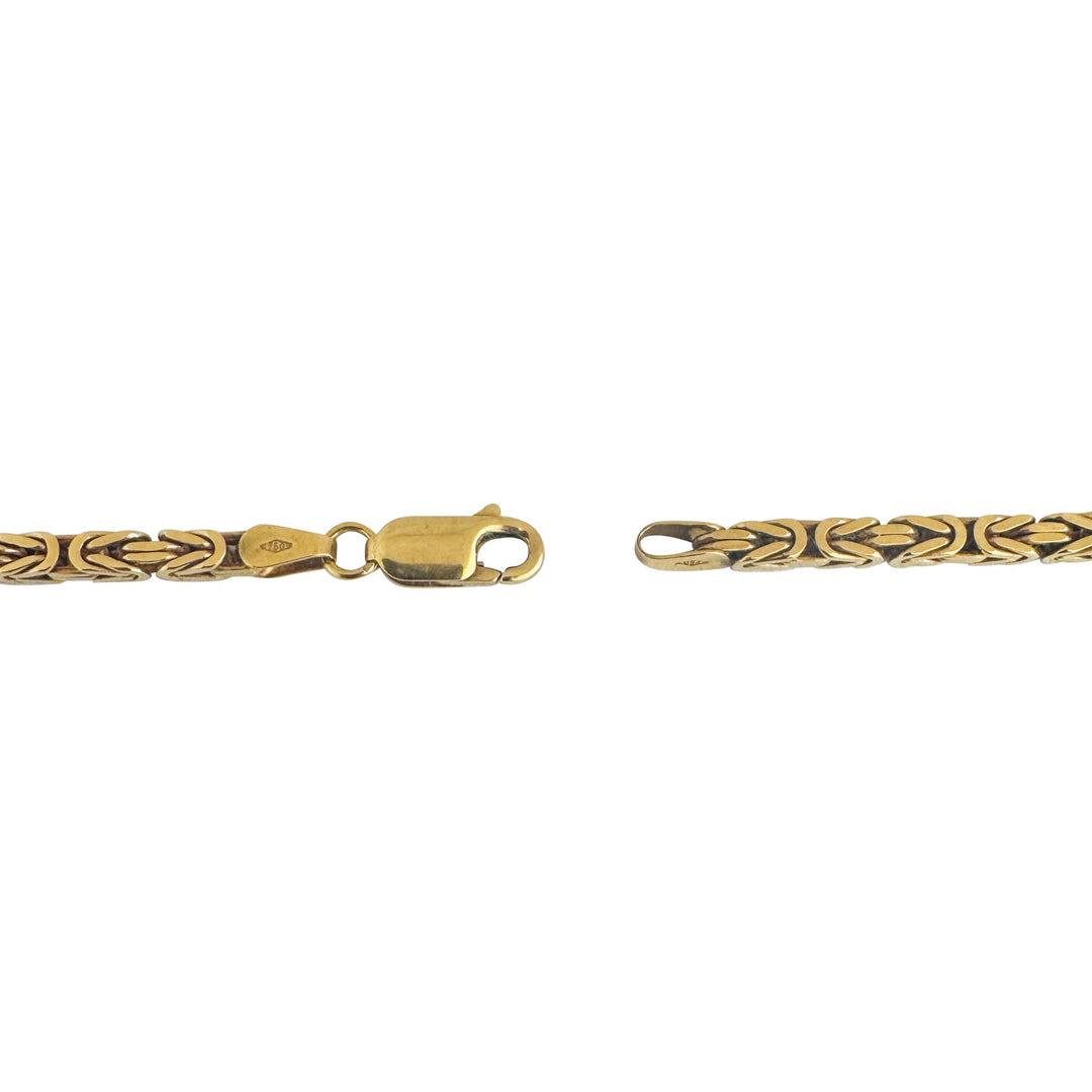 18k Yellow Gold 35.7g Solid Heavy Squared Byzantine Link Chain Necklace 23"