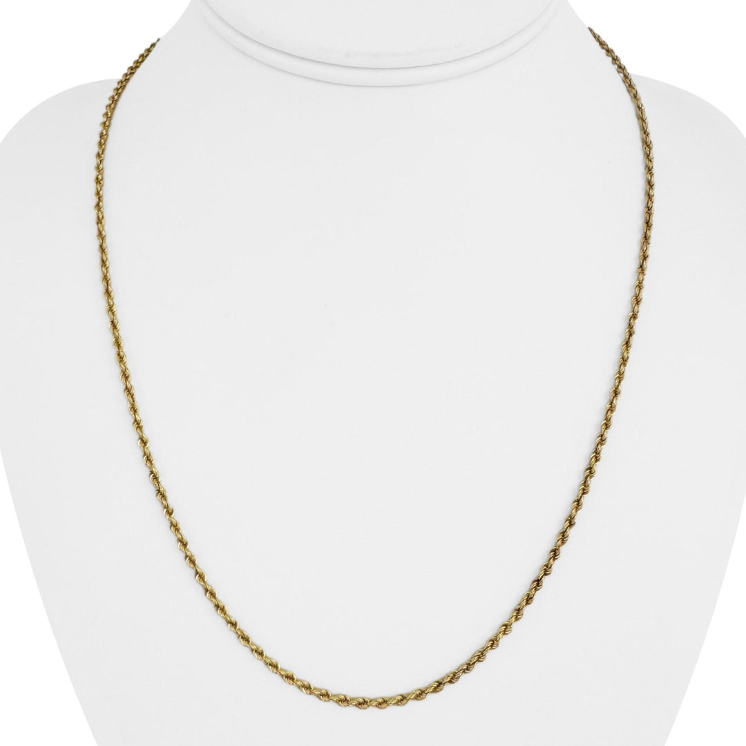 18k Yellow Gold 4.2g Hollow Light 2.2mm Milor Rope Chain Necklace Italy 20"