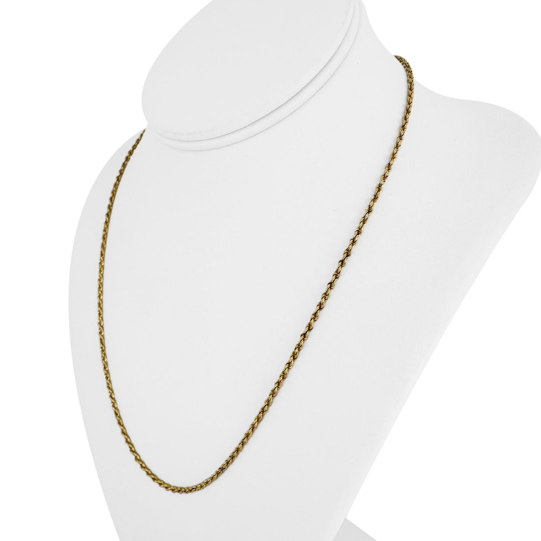 18k Yellow Gold 4.2g Hollow Light 2.2mm Milor Rope Chain Necklace Italy 20"