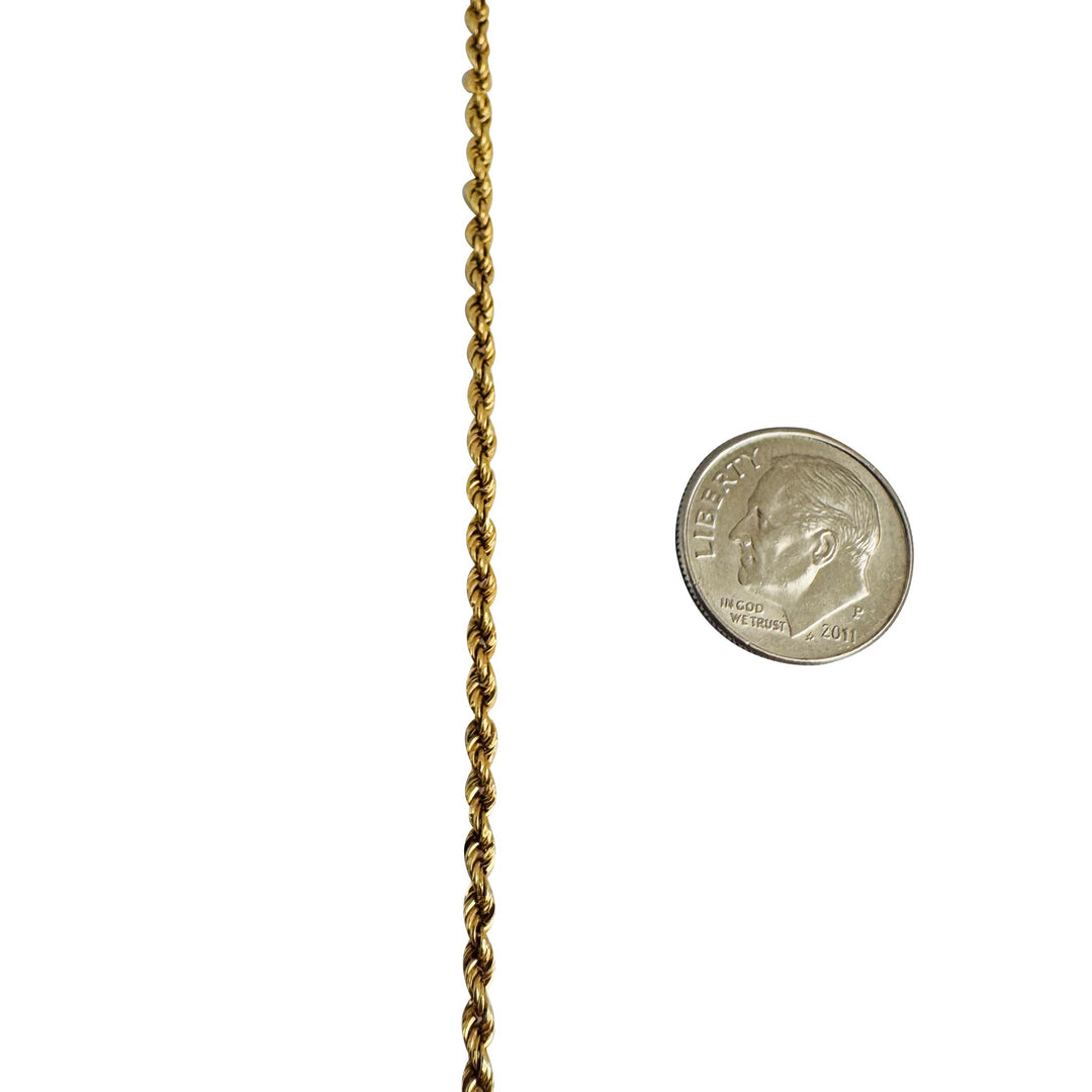 18k Yellow Gold 4.2g Hollow Light 2.2mm Milor Rope Chain Necklace Italy 20"