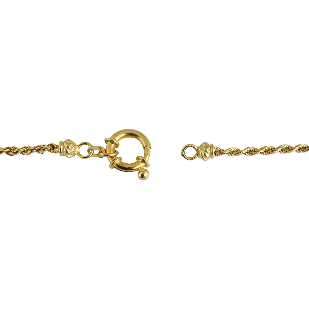 18k Yellow Gold 4.2g Hollow Light 2.2mm Milor Rope Chain Necklace Italy 20"