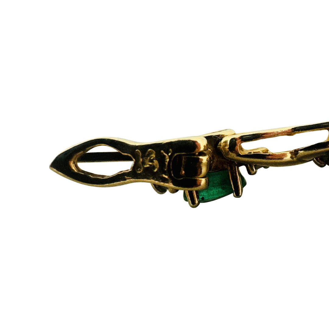 14k Yellow Gold Emerald and Diamond 9.2g Ladies X Link Bracelet 7.25"