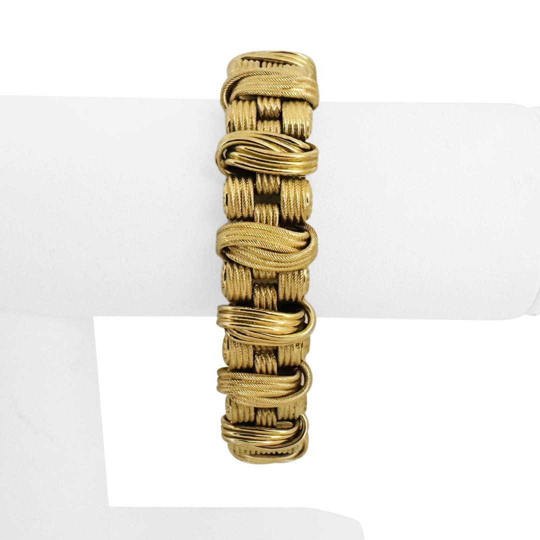 14k Yellow Gold 47g Ladies Heavy Thick 17mm Fancy Link Bracelet Italy 7.5"