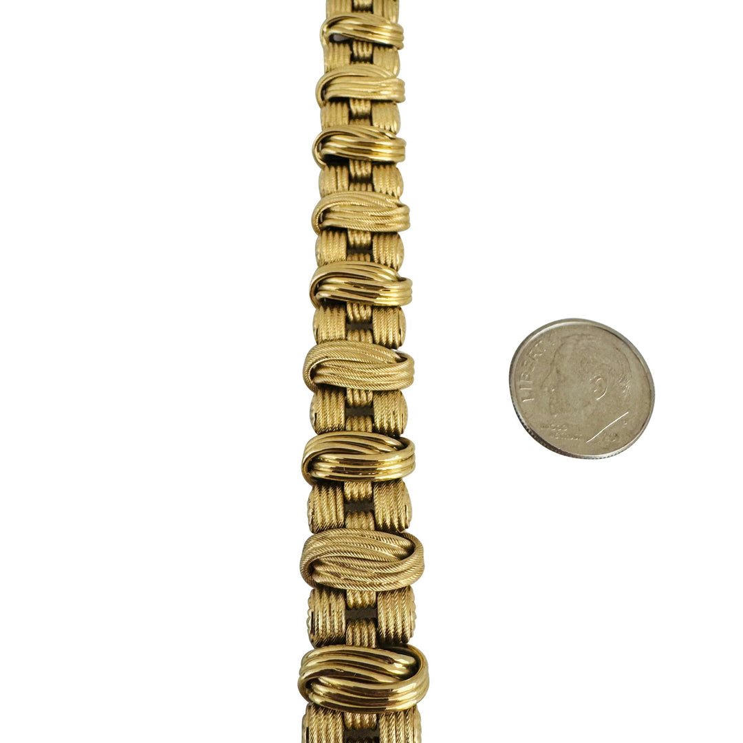 14k Yellow Gold 47g Ladies Heavy Thick 17mm Fancy Link Bracelet Italy 7.5"