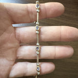 14k Yellow and White Gold Bezel Set Tanzanite and Diamond Bar Link Bracelet 7"