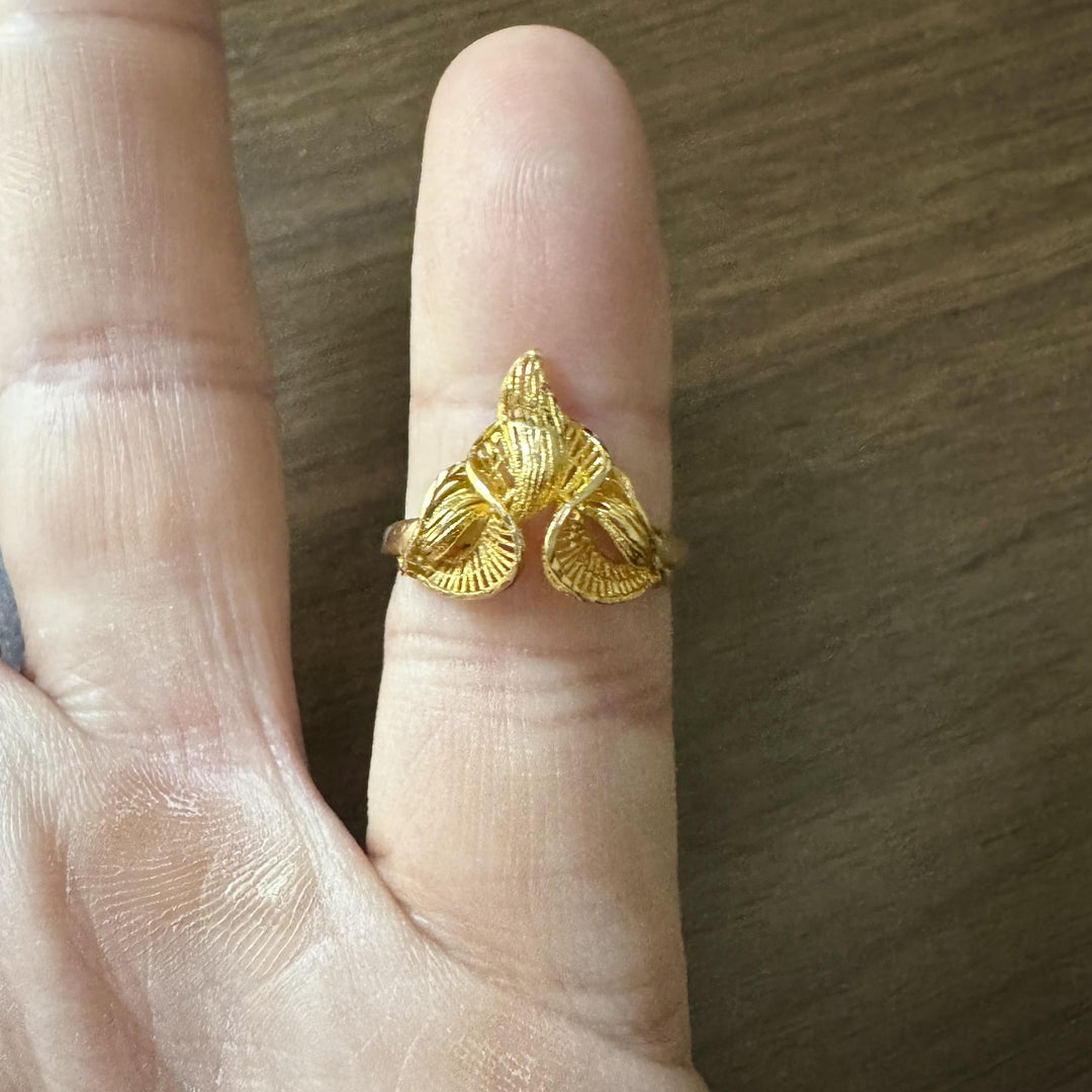 21k Pure Yellow Gold 2.4g Ladies Fancy Ring Size 6.75