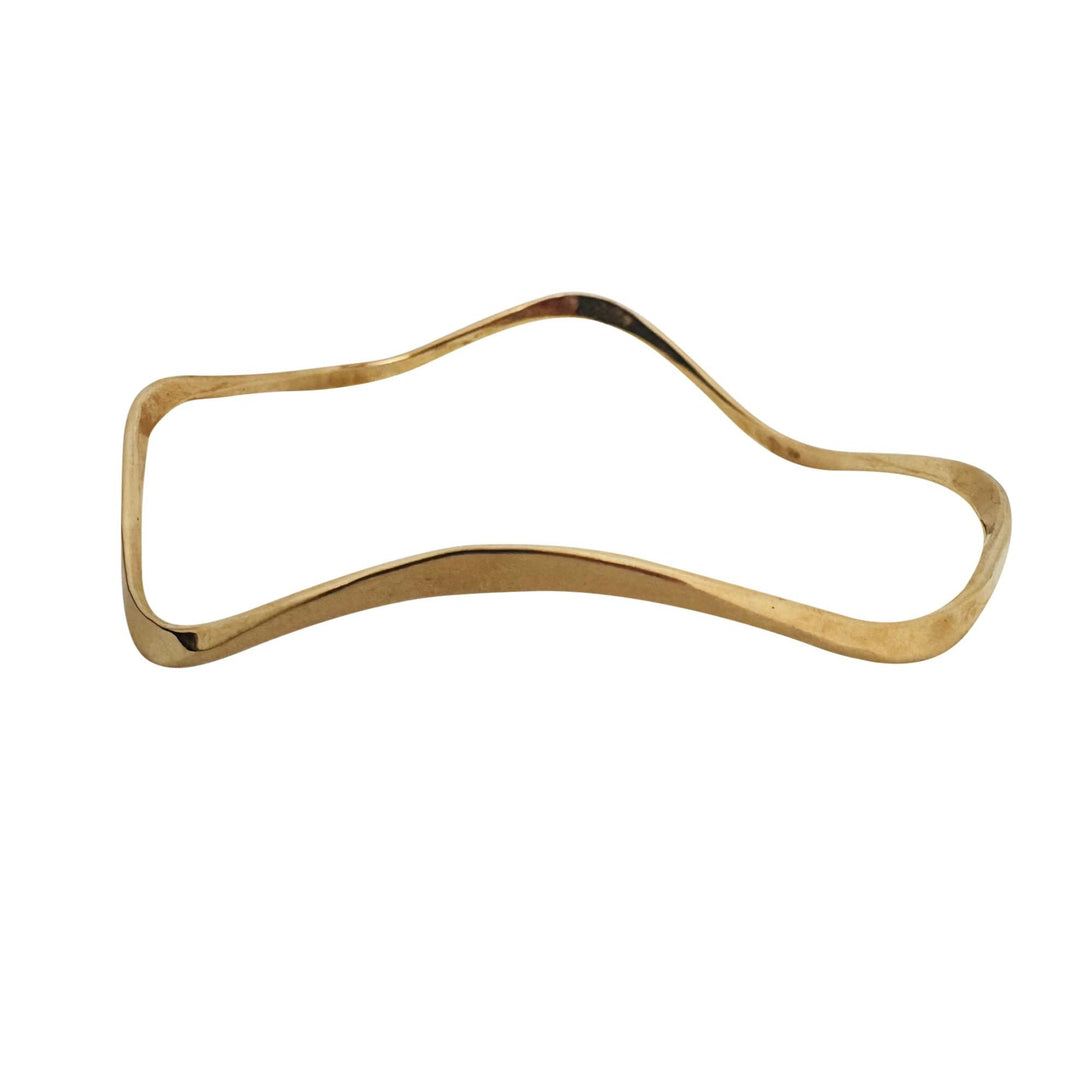 14k Yellow Gold 8.2g Solid Abstract Geometric Curved Bangle Bracelet 8.25"