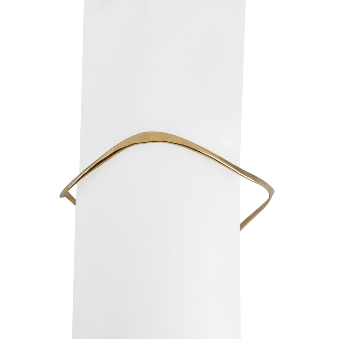 14k Yellow Gold 8.2g Solid Abstract Geometric Curved Bangle Bracelet 8.25"