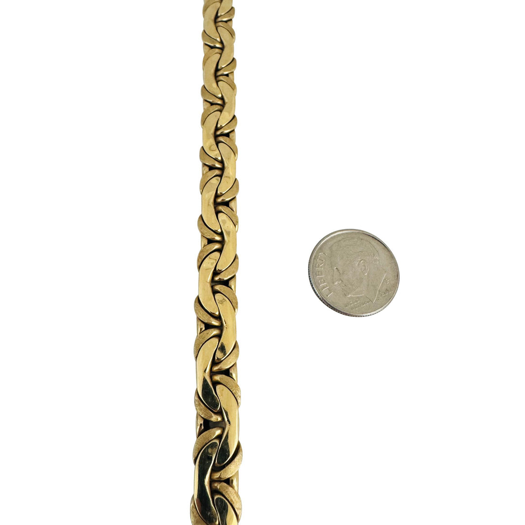 14k Yellow Gold 32g Thick Ladies 7.5mm Flattened Cub Link Necklace Italy 18"