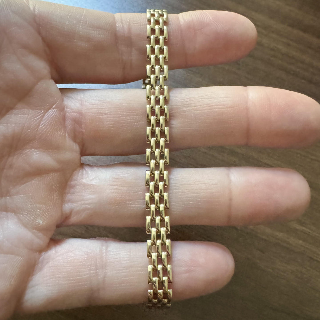 14k Yellow Gold 10.3g Ladies Polished 7.5mm Panther Link Bracelet Italy 7"