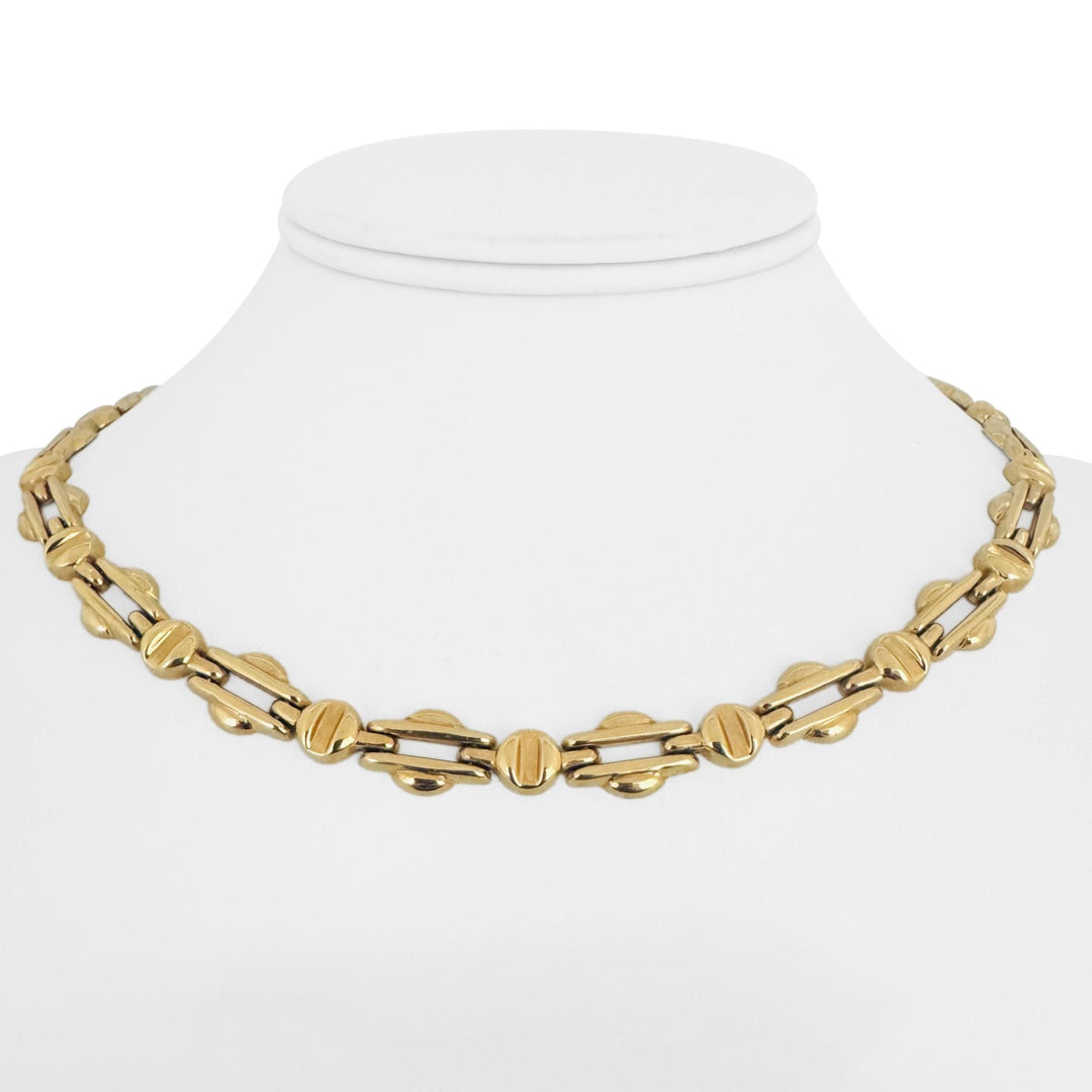 14k Yellow Gold 26.8g Ladies Polished 9.5mm Fancy Bar Link Necklace Italy 16"