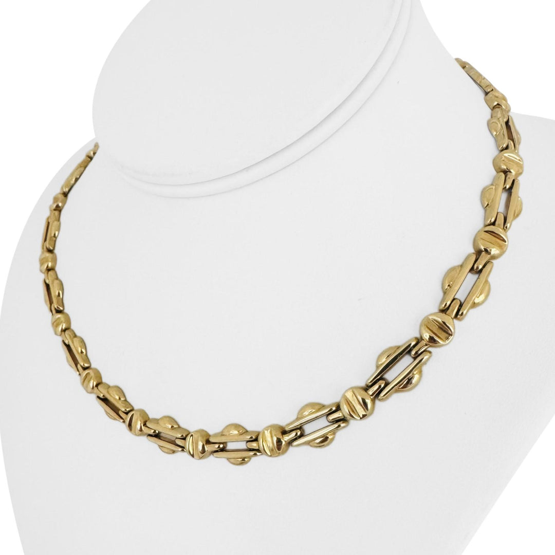 14k Yellow Gold 26.8g Ladies Polished 9.5mm Fancy Bar Link Necklace Italy 16"