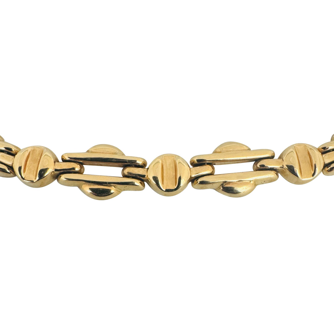 14k Yellow Gold 26.8g Ladies Polished 9.5mm Fancy Bar Link Necklace Italy 16"