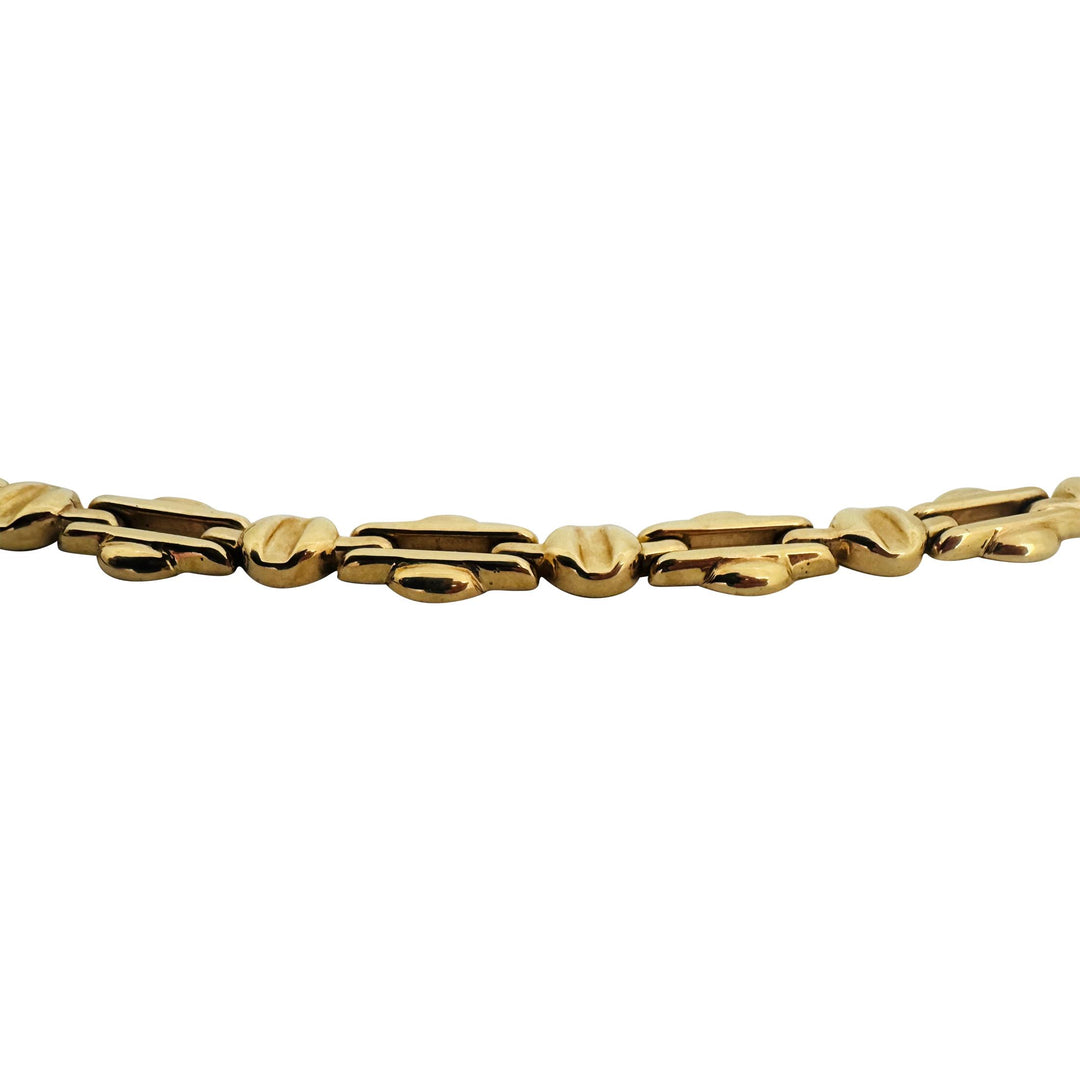14k Yellow Gold 26.8g Ladies Polished 9.5mm Fancy Bar Link Necklace Italy 16"