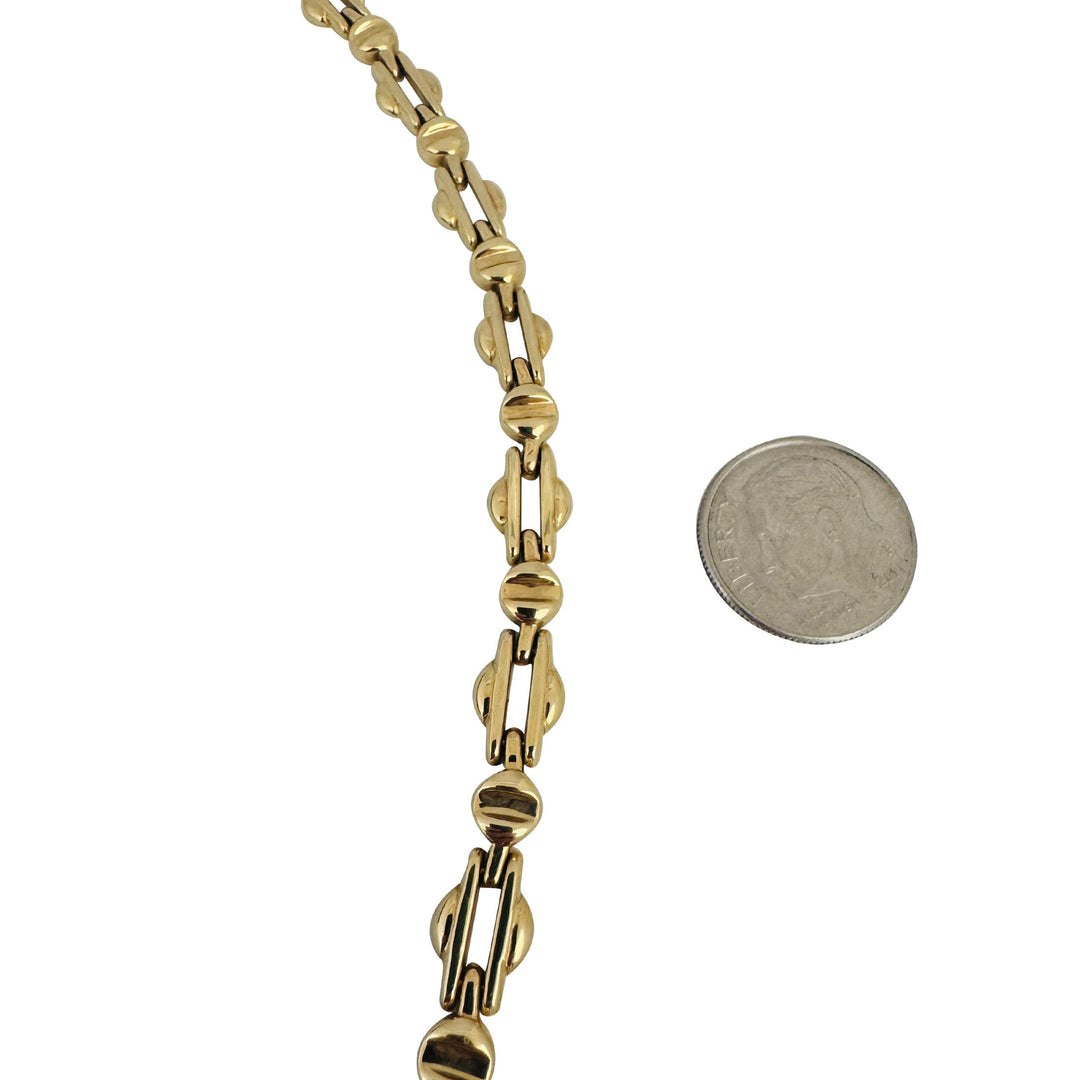 14k Yellow Gold 26.8g Ladies Polished 9.5mm Fancy Bar Link Necklace Italy 16"