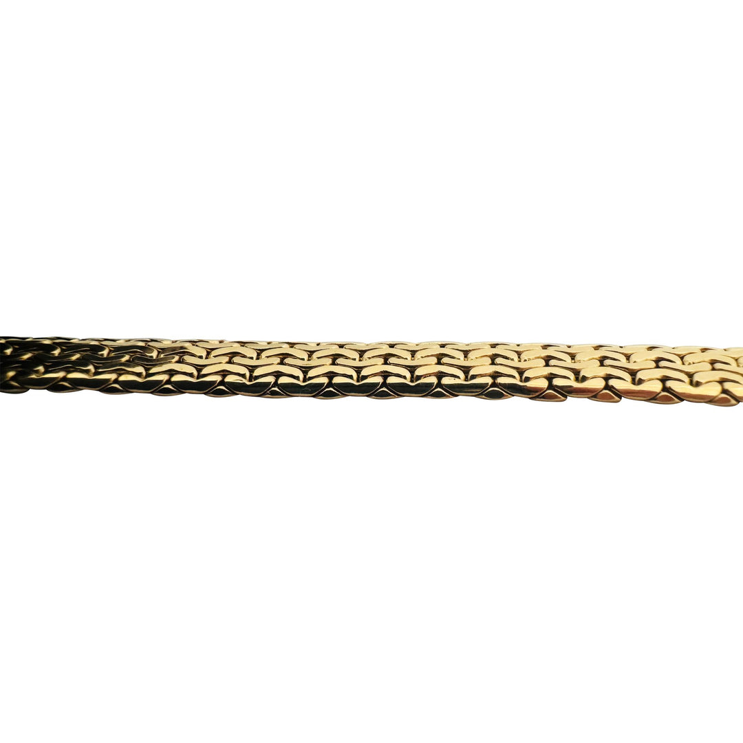 14k Yellow Gold 6.7g Ladies 7mm Flattened Fancy Link Bracelet Italy 7"