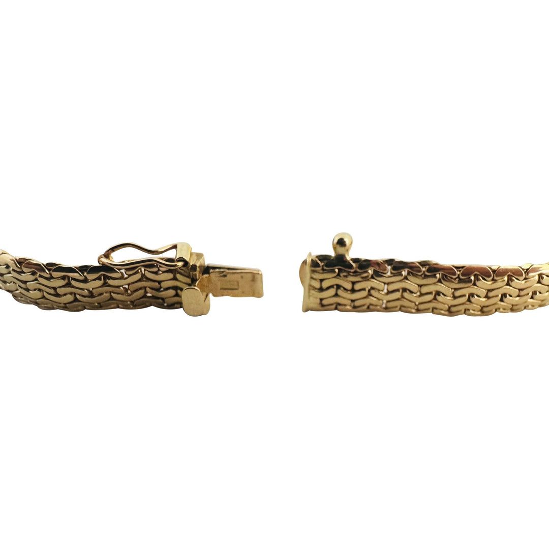 14k Yellow Gold 6.7g Ladies 7mm Flattened Fancy Link Bracelet Italy 7"