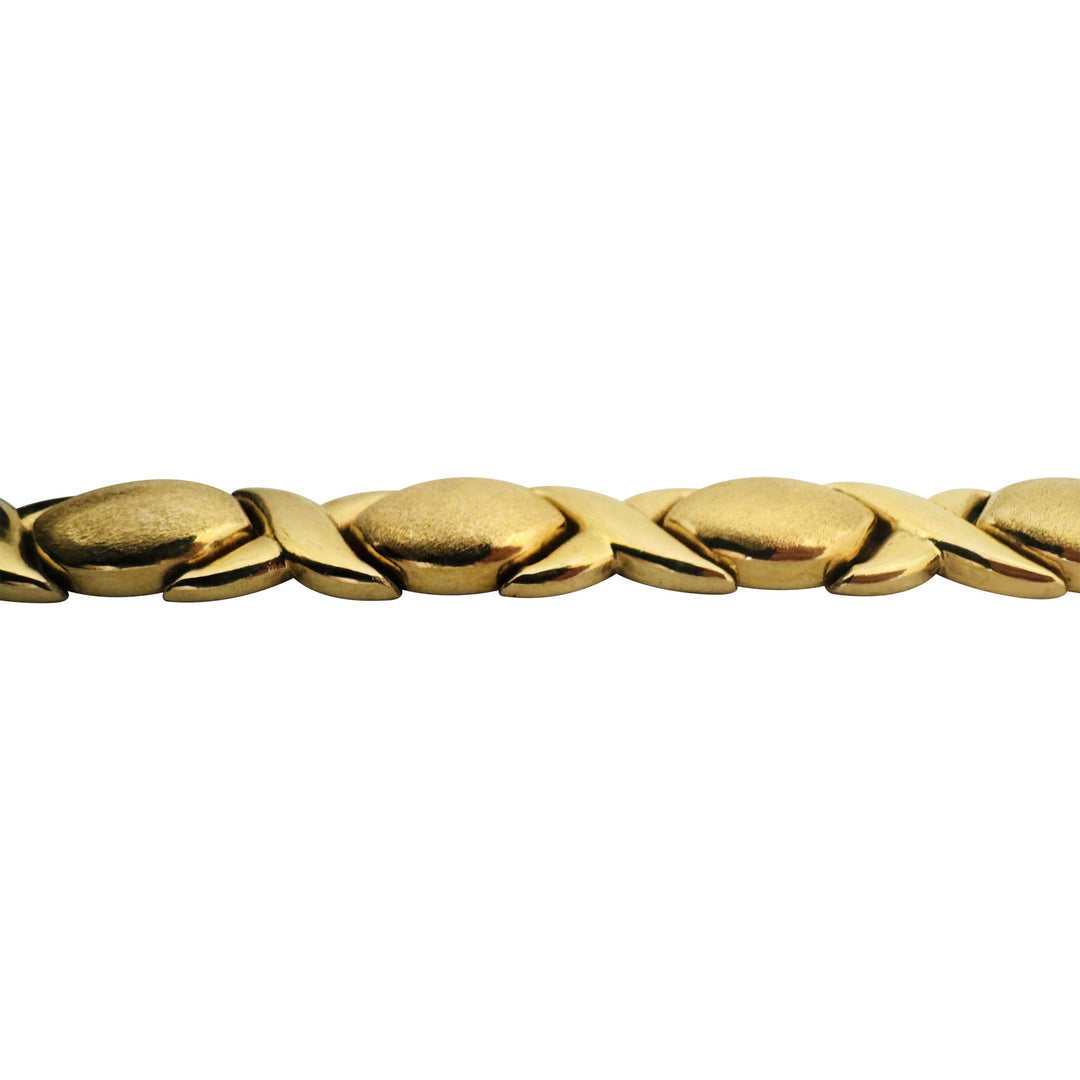 14k Yellow Gold 15.2g Thick 10mm Hugs and Kisses XO Link Bracelet Italy 6.75"